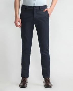 men slim fit flat-front trousers