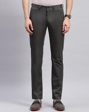 men slim fit flat-front trousers