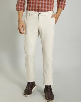 men slim fit flat-front trousers