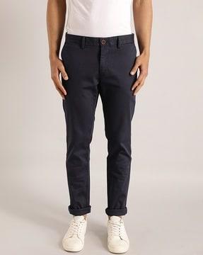 men slim fit flat-front trousers