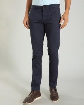 men slim fit flat-front trousers