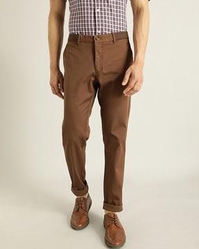 men slim fit flat-front trousers