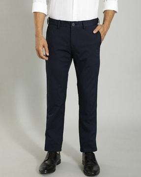 men slim fit flat-front trousers