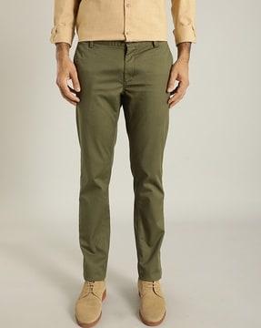 men slim fit flat-front trousers