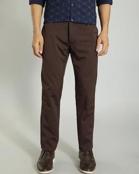 men slim fit flat-front trousers