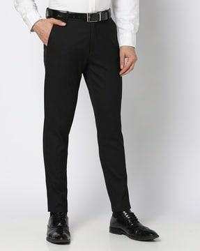 men slim fit flat-front trousers