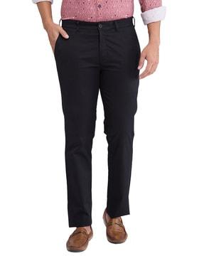 men slim fit flat-front trousers