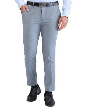 men slim fit flat-front trousers