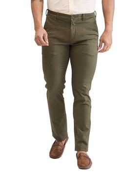 men slim fit flat-front trousers