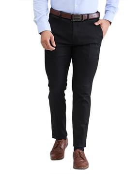 men slim fit flat-front trousers