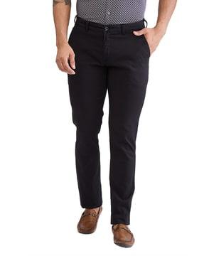 men slim fit flat-front trousers