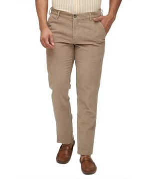 men slim fit flat-front trousers