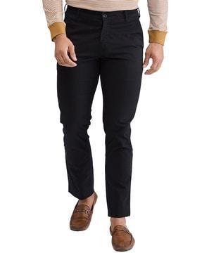 men slim fit flat-front trousers