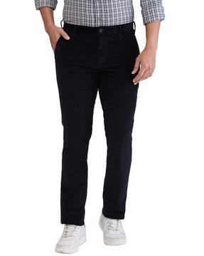 men slim fit flat-front trousers