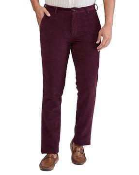 men slim fit flat-front trousers