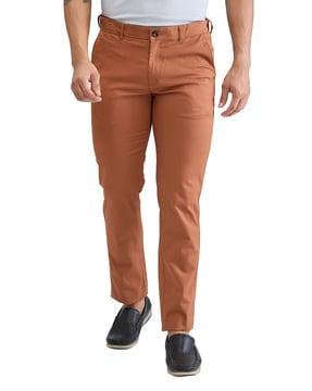 men slim fit flat-front trousers