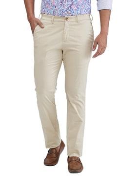 men slim fit flat-front trousers