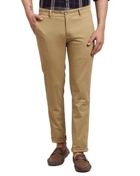 men slim fit flat-front trousers