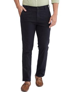 men slim fit flat-front trousers