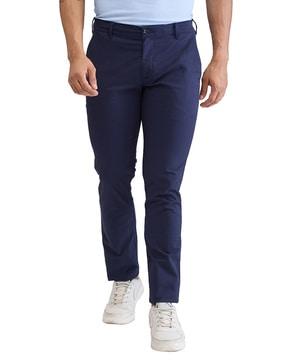 men slim fit flat-front trousers