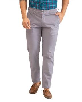 men slim fit flat-front trousers