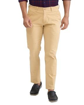 men slim fit flat-front trousers