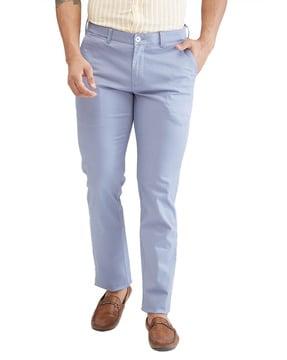 men slim fit flat-front trousers