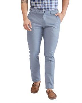 men slim fit flat-front trousers