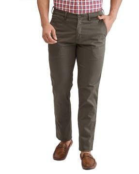 men slim fit flat-front trousers