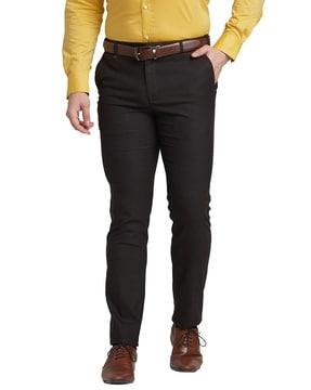 men slim fit flat-front trousers