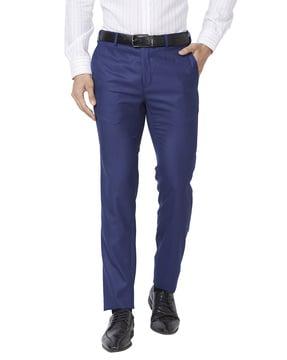 men slim fit flat-front trousers