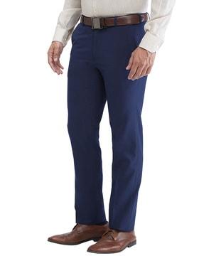 men slim fit flat-front trousers