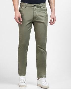 men slim fit flat-front trousers