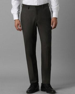 men slim fit flat-front trousers