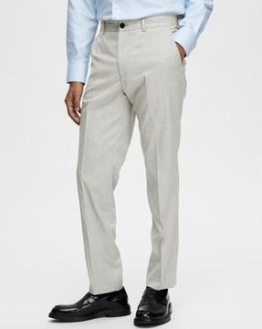 men slim fit flat-front trousers