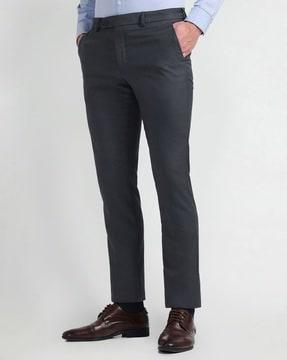 men slim fit flat-front trousers