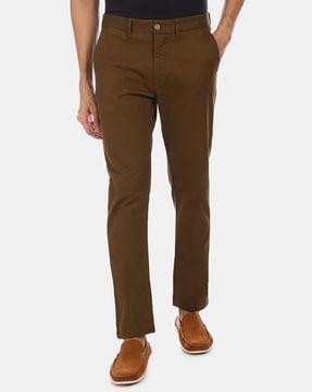 men slim fit flat-front trousers