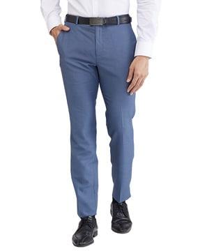 men slim fit flat-front trousers