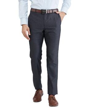 men slim fit flat-front trousers