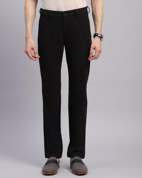 men slim fit flat-front trousers