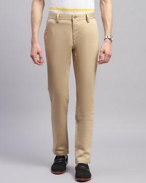 men slim fit flat-front trousers