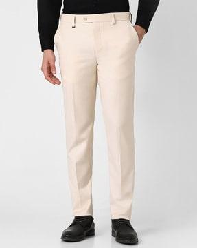 men slim fit flat-front trousers