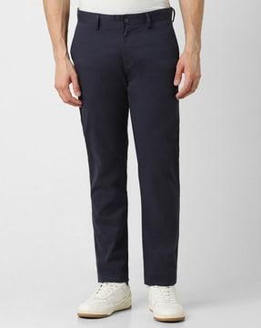 men slim fit flat-front trousers