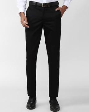 men slim fit flat-front trousers