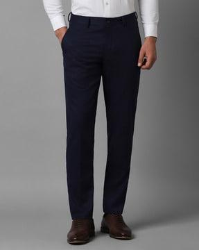 men slim fit flat-front trousers