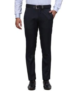 men slim fit flat-front trousers