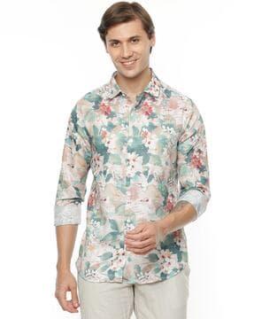 men slim fit floral print shirt
