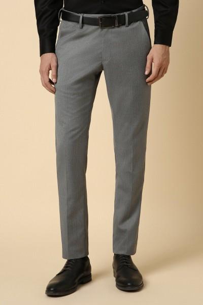 men slim fit grey polyester trousers