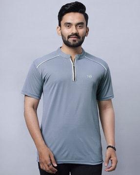 men slim fit henley-neck t-shirt