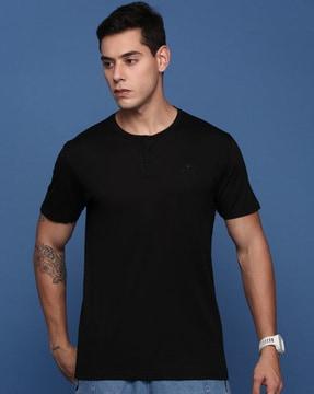 men slim fit henley-neck t-shirt